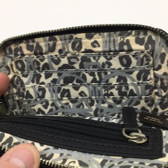 Coach Poppy Black Patent Leather Square Wristlet with Metallic Silver Lettering - Picture 10 of 16